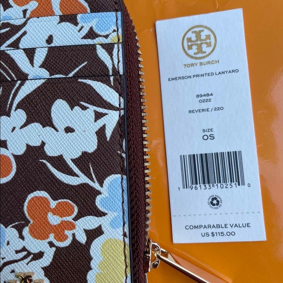 NWT Tory Burch Emerson Lanyard ID Credit Card Holder Reverie Saffiano Leather - Picture 6 of 6